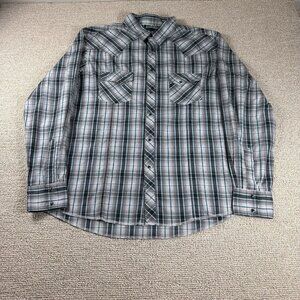 Wrangler Pearl Snap Plaid Shirt Black Teal Men’s Size XXL